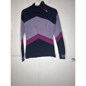 Smartwool Womens Merino Wool Chevron Colorblock Quarter Zip Sweater M SW000328